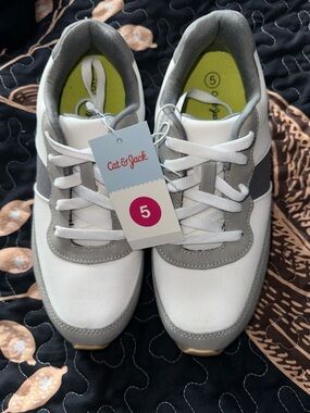 Cat & Jack White and Gray Kids Lace-Up Sneakers